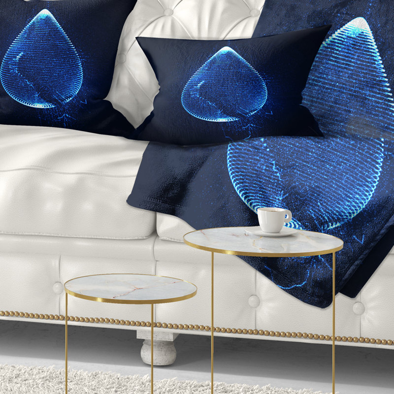Blue Droplet Design - Abstract Printed Pillow
