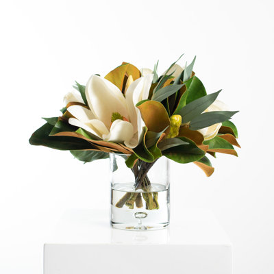 Silk Magnolia, Eucalyptus Arrangement in Vase