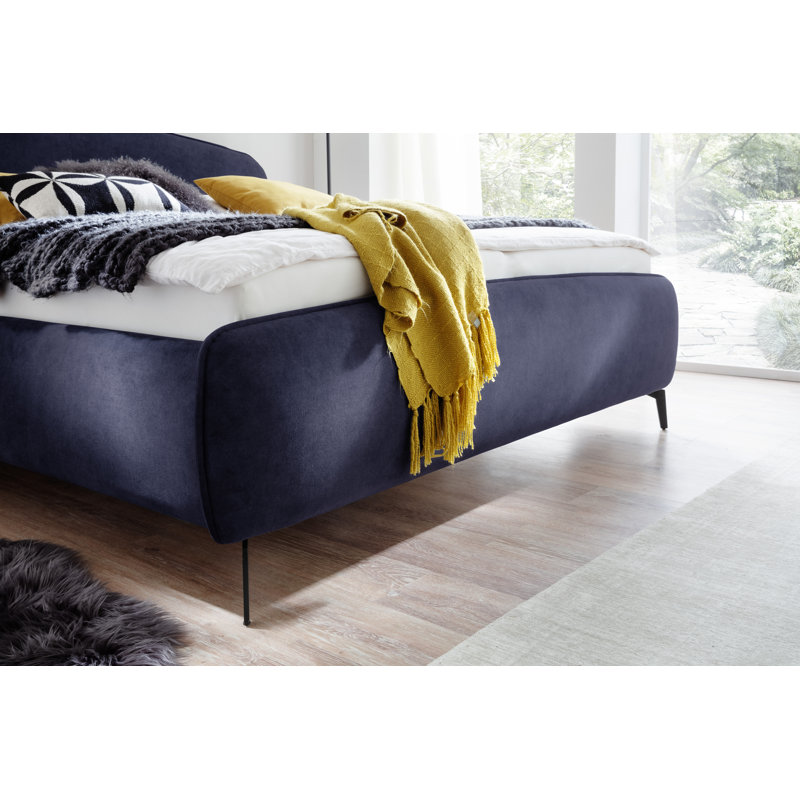 Asharia Upholstered Bed, 160 x 200cm, Dark blue