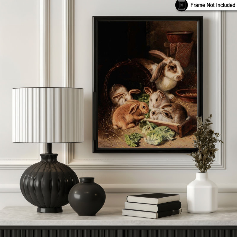 Une famille de lapins, H 08 po x l 10 po, Affiche, Sans cadre