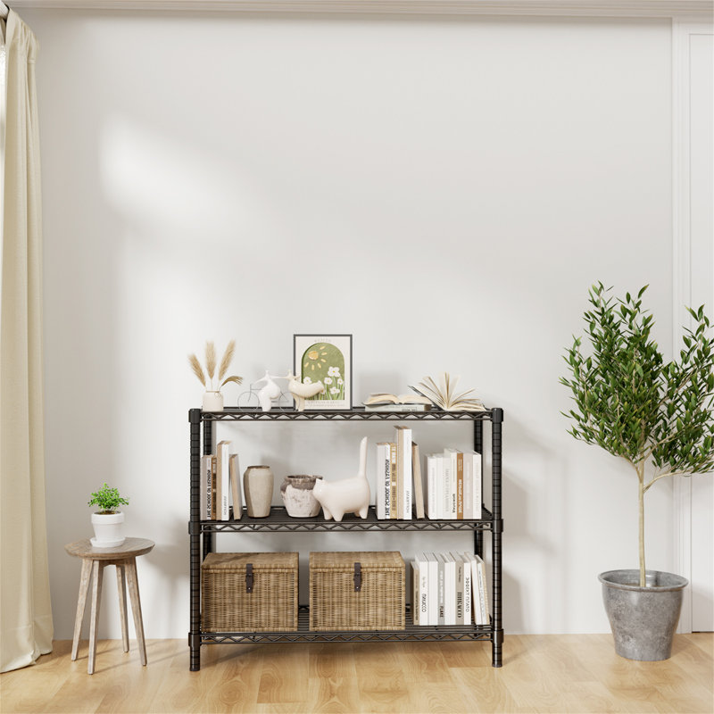 Wire Shelving Unit, (3 Shelves) 36"H x 14"W x 36"D, Black