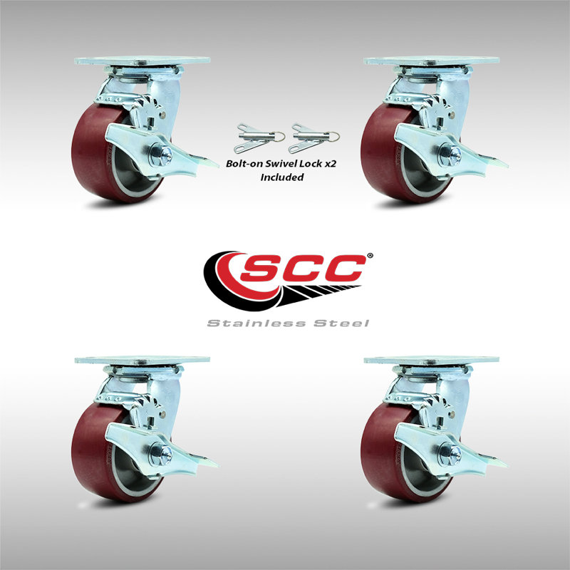 Ensemble de roulettes 4 pièces en polyester sur aluminium