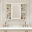 Armoire de rangement murale avec porte miroir, armoire de salle de bain moderne avec miroir, armoire à pharmacie avec 6 tablettes ouvertes-948098277