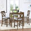 Ensemble de table de salle à manger 5 pièces / ensemble de table de salle à manger carrée en bois pour 4 / table de cuisine à hauteur de comptoir avec table carrée et 4 chaises rembourrées pour petit espace / noyer