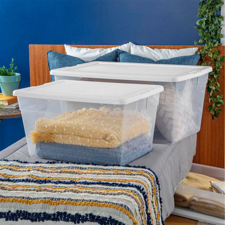 Sterilite Lidded 56 Quart Clear Bin Home Storage Box Tote Container (16 Pack)