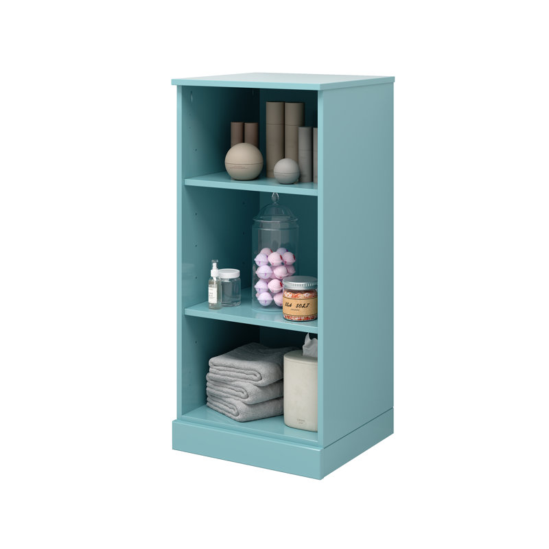 Armoire de salle de bain 100% bois massif avec tablettes réglables, Bleu aqua, H 35,75 po x l 16,5 po x P 15,5 po