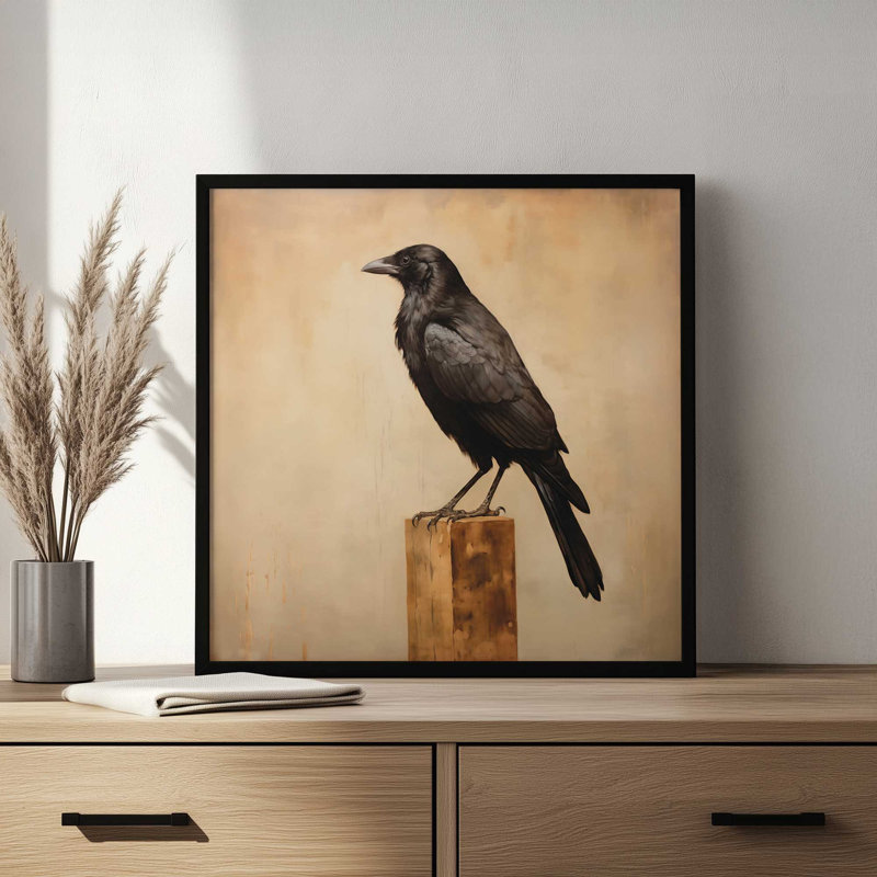 The Crow by Heidi Kuntz Art Print, L 30 po x H 30 po, Brun, Impression encadrée