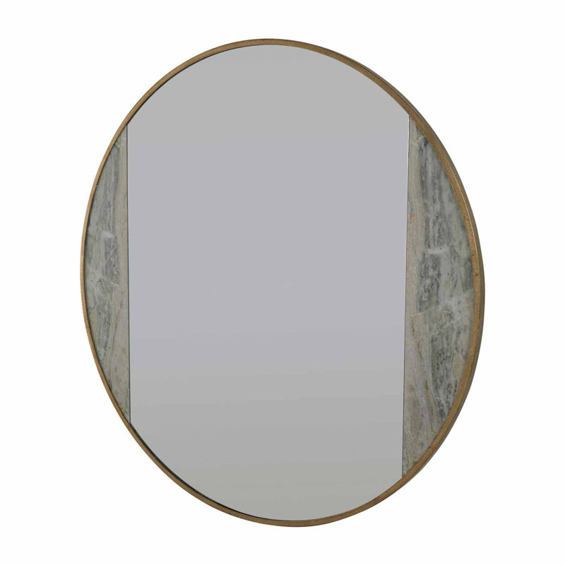 Green Meadow Marble and Champagne Iron Wall Mirror