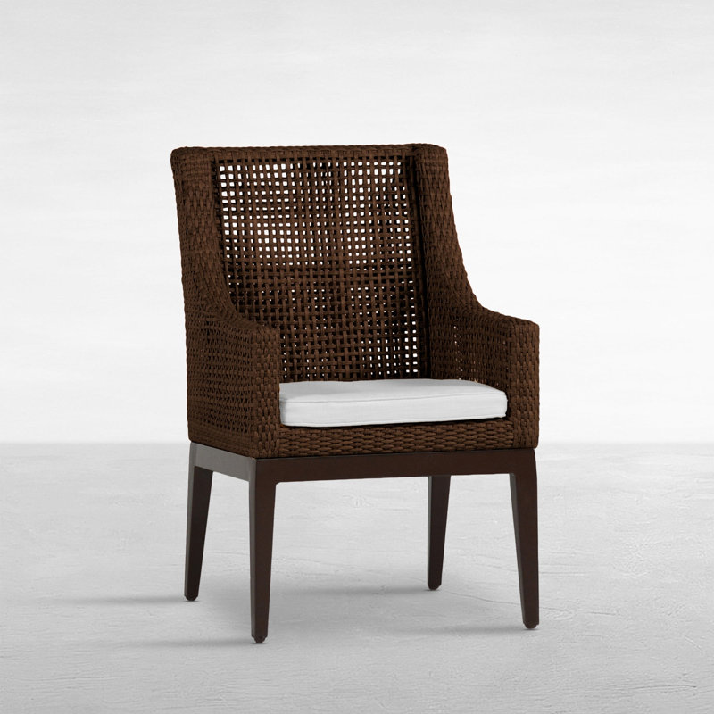 Chaise avec accoudoirs tissée Pen Penins - acajou / châtaignier, Pas de soudure, Blanc naturel, Acajou / châtaignier