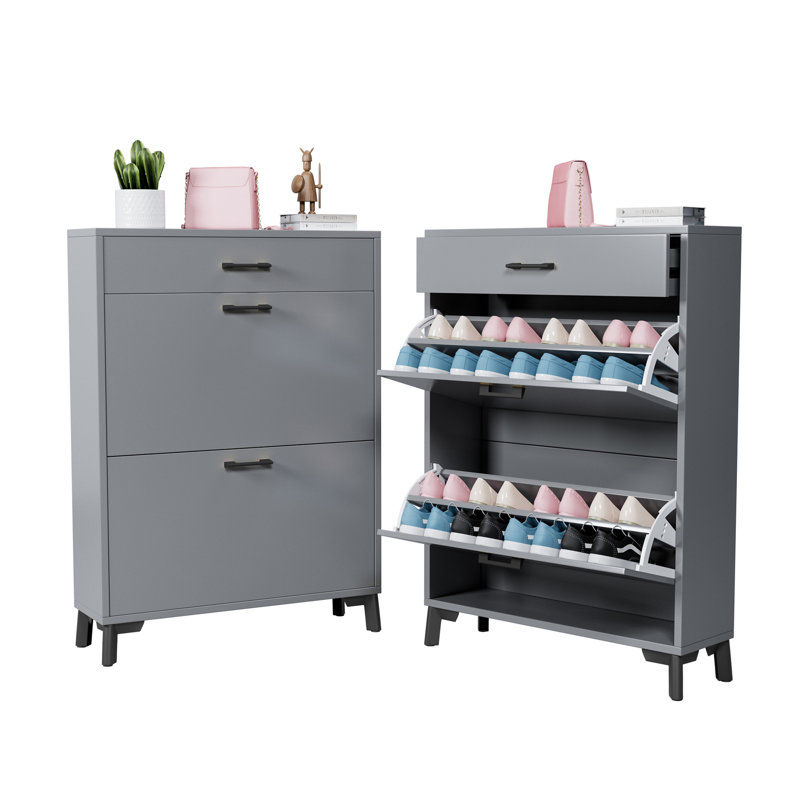 Shoe Storage Cabinet For Entryway, Gray