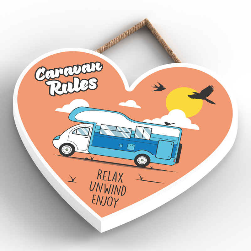 Caravan Rules - Novelty Print on MDF, 9cm H x 10cm W x 0.5cm D