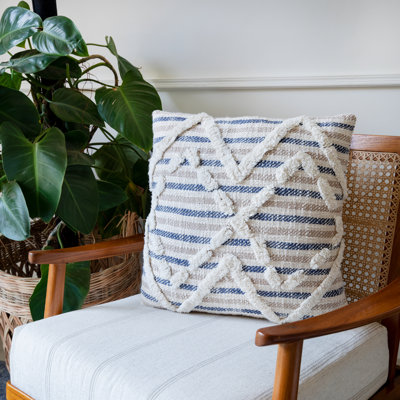 Housse de coussin décoratif à rayures 100% coton faite à la main Coastal