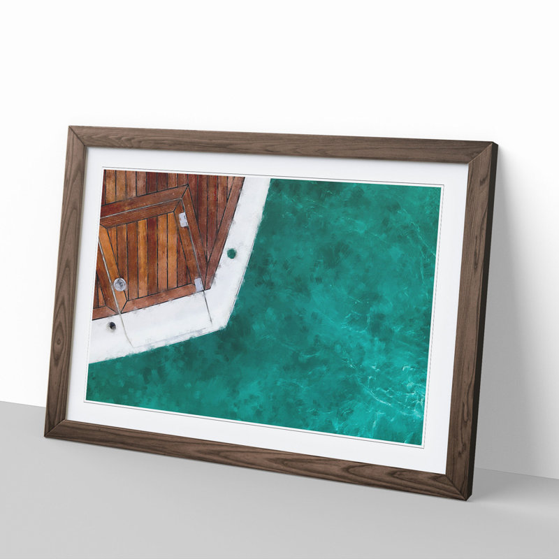 The Deck of the Boat - Picture Frame Graphic Art, 27cm H x 36cm W x 2cm D, Walnut