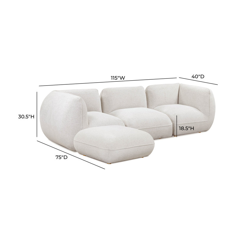 Arezza Stone White Basketweave Modular Sectional