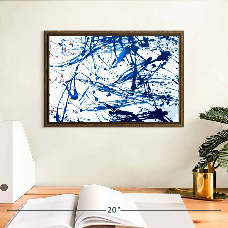 Bleu marine Leota, 13 po x 9 po, Cadre flottant noyer