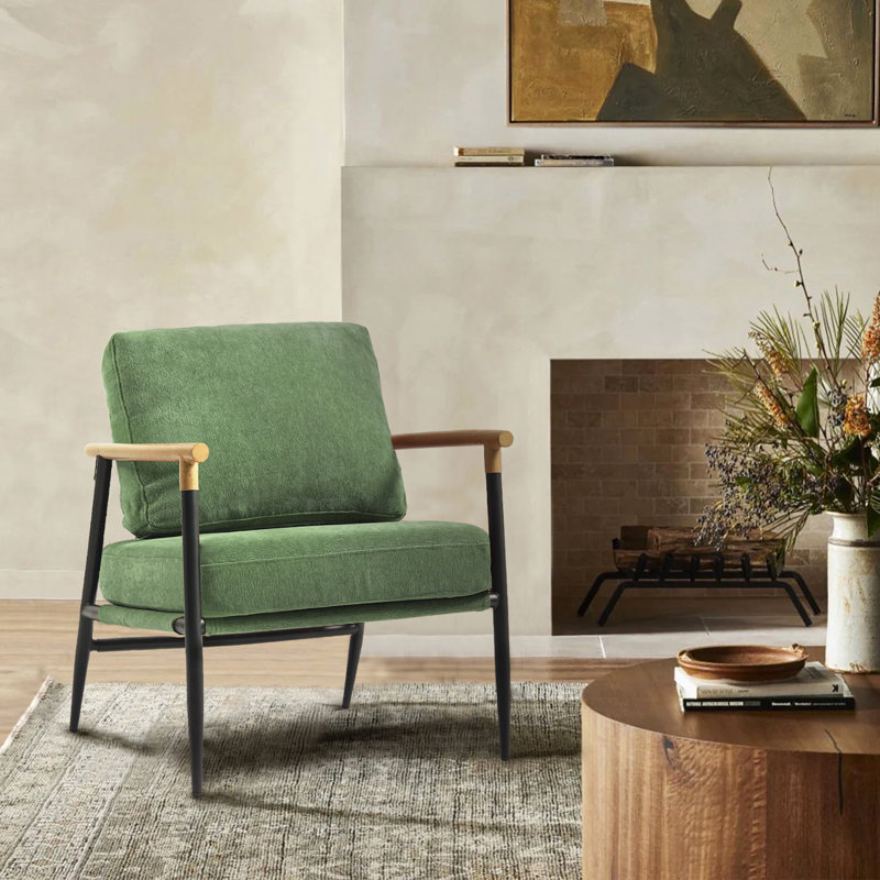 Fauteuil d'appoint Dajauna, Chenille verte