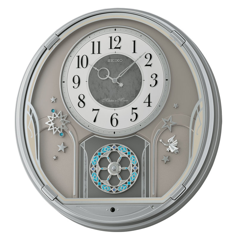 QXM375SRH Melodies In Motion Clock, Silver-Tone