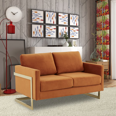 Causeuse moderne en velours avec cadre doré Bellago