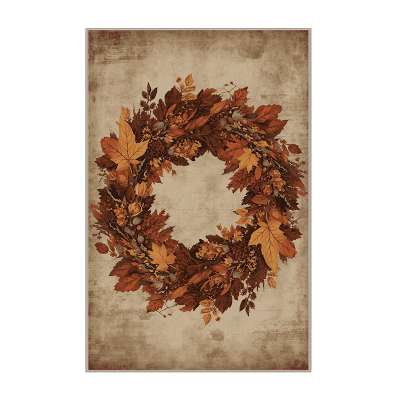 Soft Plush Fedele Thanksgiving Modern & Contemporary Abstract Area Rug in Brown – Beige Binding, 6x9
