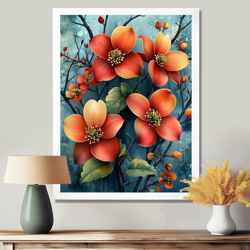 Korte I - Floral Wall Art, H 20 po x l 12 po, Reproduction encadrée d'une seule photo, Blanc