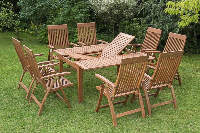 Adabpreet 8 - Person Wood Patio Dining Set with Square Table