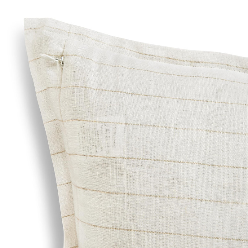 Santa Barbara - 100% Pure Linen Pillow Cover, Natural/White Striped