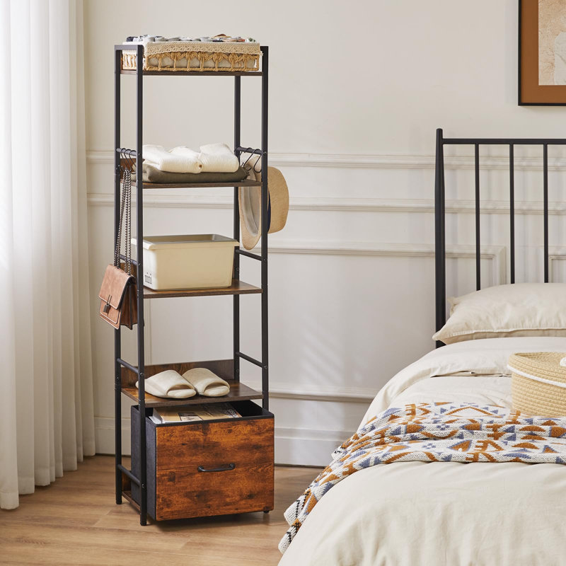136cm H x 39cm W Metal Bookcase, Rustic Brown