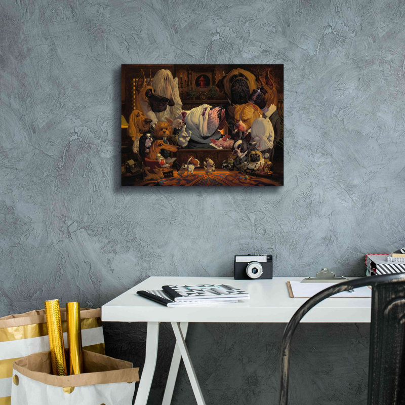 «DogFather» par Thomas Fluharty, estampe numérique sur toile, H 12 po x l 16 po x P 0,75 po