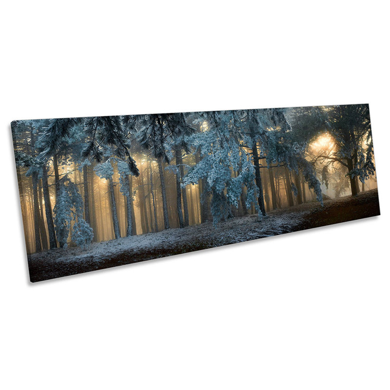 Winter Forest Night Landscape - Wrapped Canvas Panoramic Art Prints, 30.48cm H x 91.44cm W