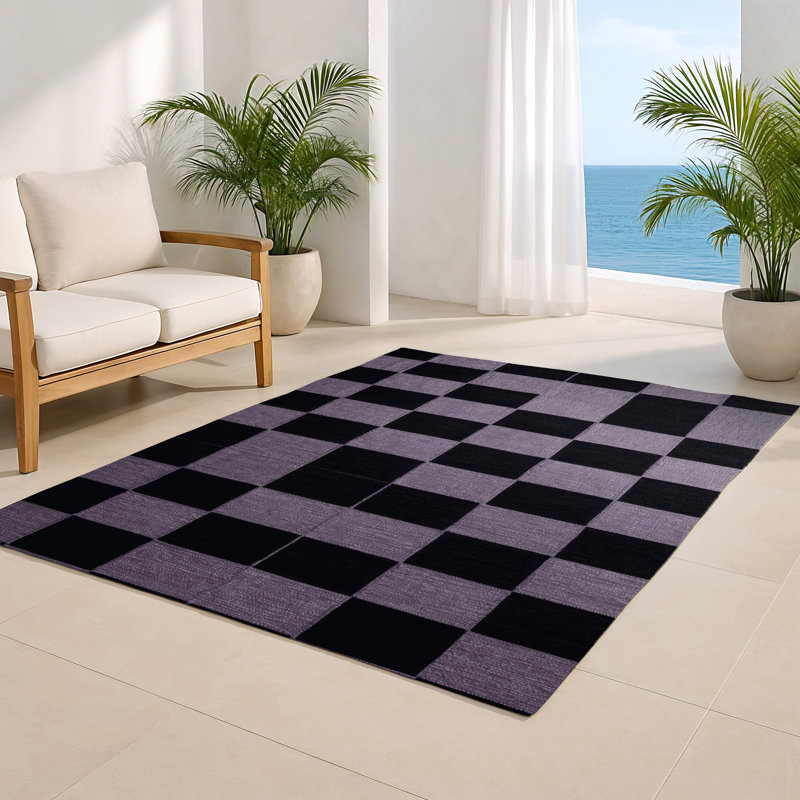Tapis d'intérieur et d'extérieur à carreaux gris, Rectangulaire 2 pi x 3 pi