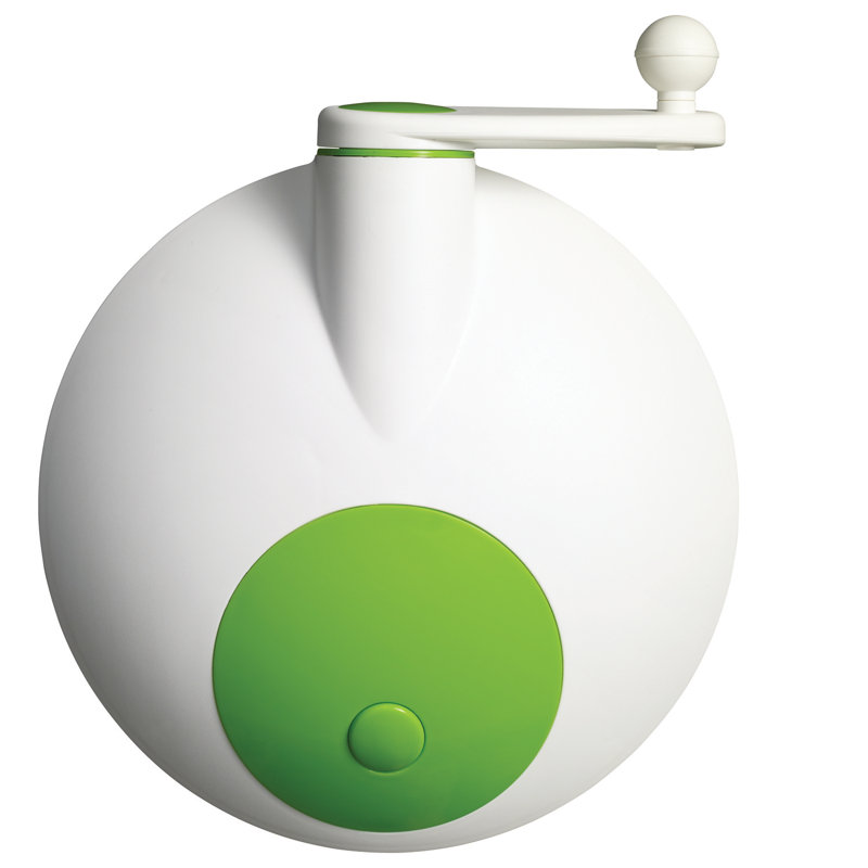 Large Green and White Plastic Vegetable Spinner with Ergonomic Handle
