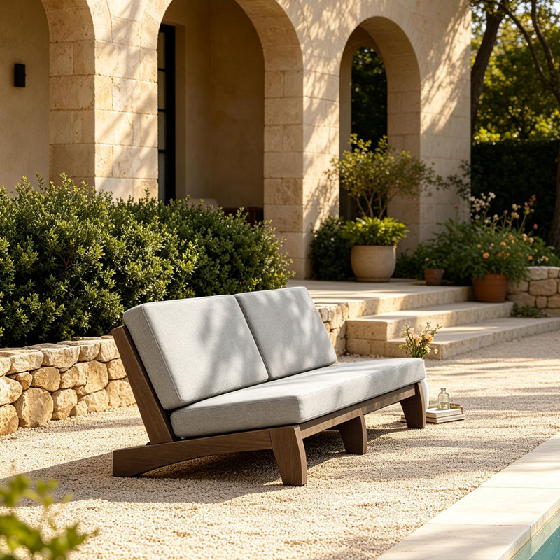 Patio Outdoor Sofa with Cushions, Light Camel, Brown