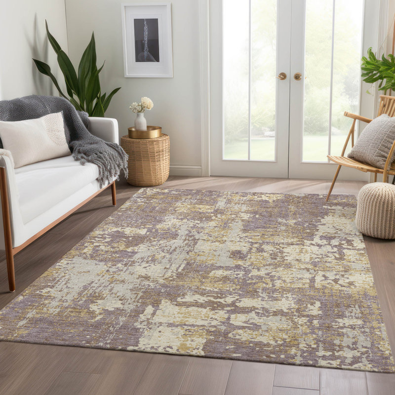 Tapis abstrait lavable à la machine de qualité supérieure Mayfield AMF1008, Rectangle 9 pi x 12 pi