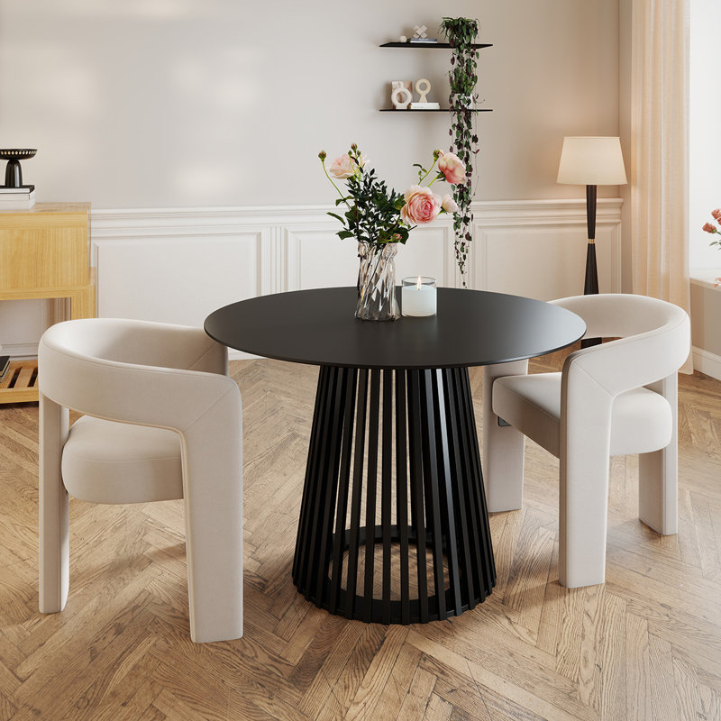 Ensemble de salle à manger moderne, Beige, Noir, 3 pièces: table, 2 chaises