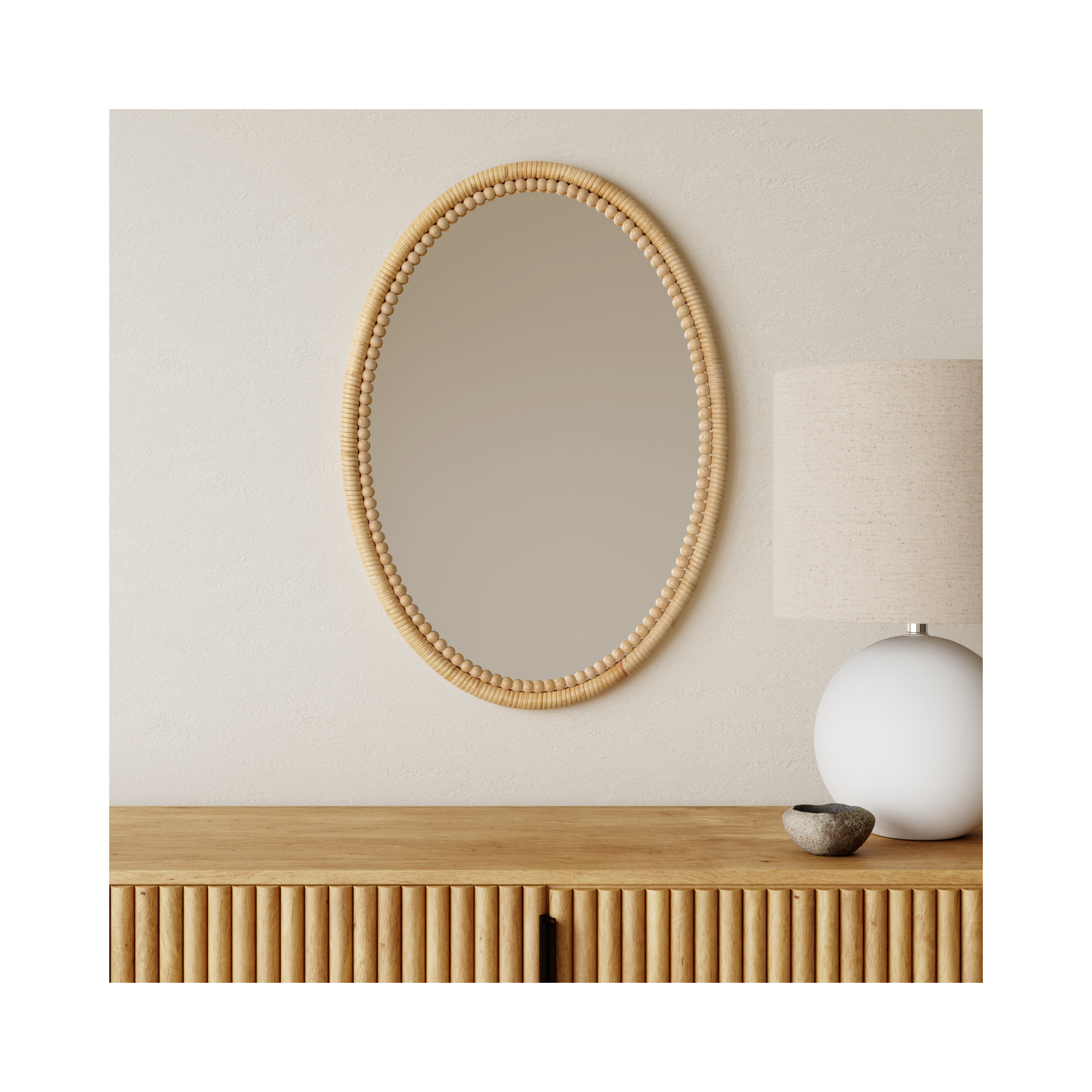 Marilou Bamboo / Rattan Wall Mirror, Oval