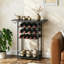 Support à vin autoportant à 5 niveaux avec porte-verres à pied, armoire de bar d'angle pour le rangement des bouteilles d'alcool et présentoir dans le bar, la cuisine ou le salon