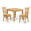 Ensemble de table de salle à manger 3 pièces comprenant une table de cuisine carrée et 2 chaises en lin, chêne-1058500485-987628897-987628898