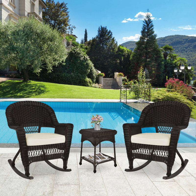 Starner 2 - Person Patio Conversation Set with Cushions, Espresso, Ivory