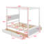 Wood Canopy Bed With Four Drawers And Support Slats
