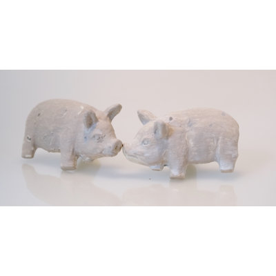 Pair of 2 Whitewashed Piggy Knobs
