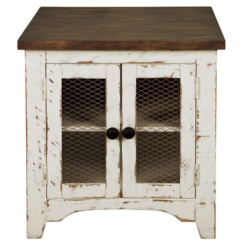 Diogo Solid Wood Top End Table, White