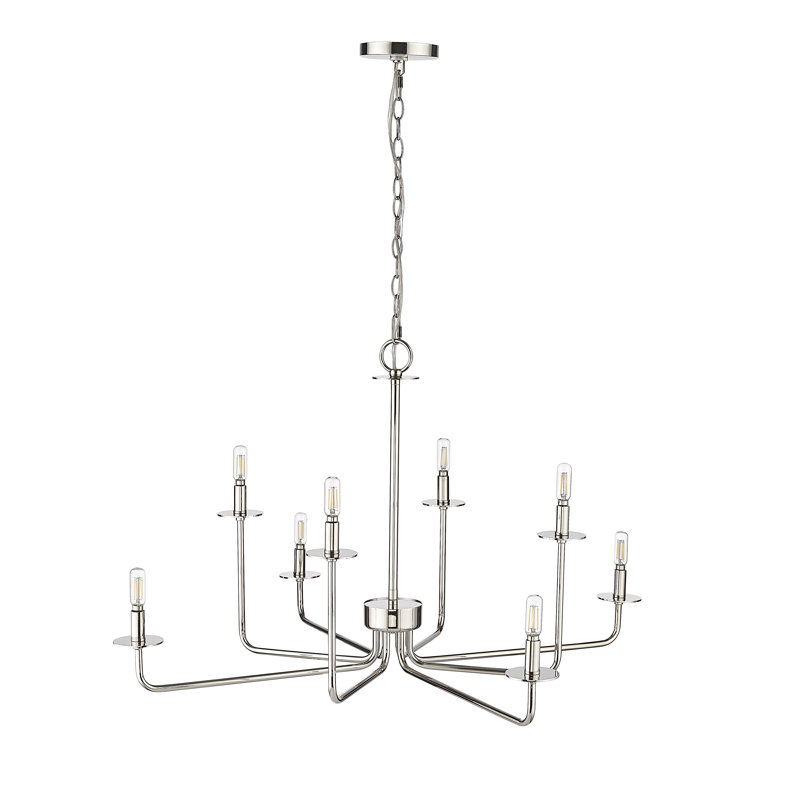 Lustre classique / traditionnel à 8 lumières de 37,25 po de largeur Marceline, Nickel poli