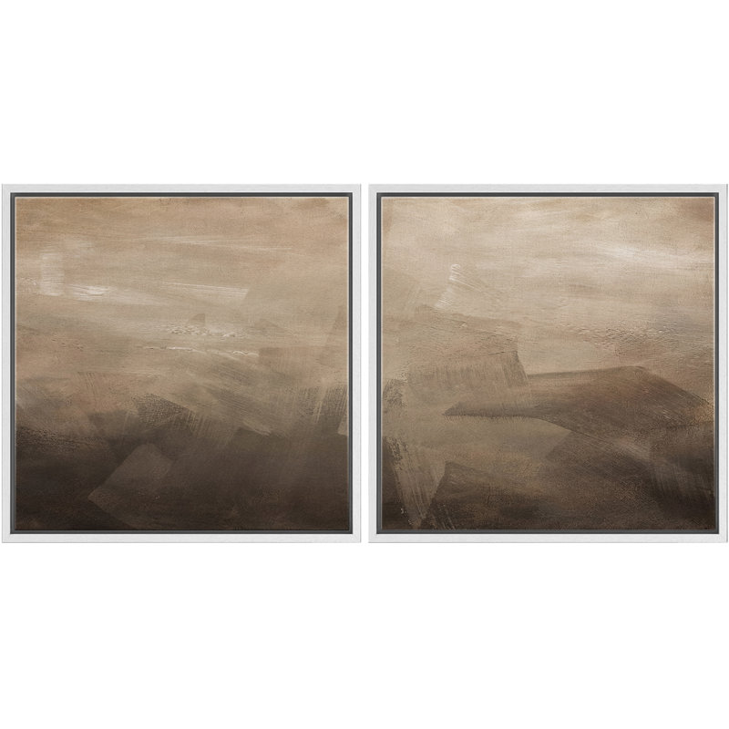 "Neutre coup de pinceau abstrait", "Earth Tone", reproduction d'art encadrée de la chambre principale, 2 pièces