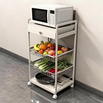 4-Tier Metal Rolling Storage Cart with Removable Shelves, Heavy Duty Kitchen Organizer on Wheels for Home Office Garage