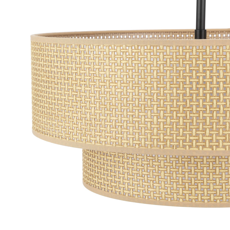 Rabeeah 4-Light Dimmable Drum Chandelier, 8" H x 18" W x 18" D, Natural