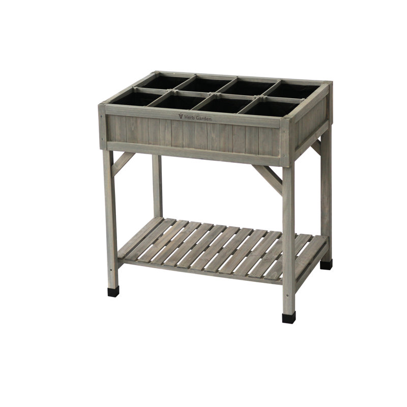 Wood Elevated Planter, Gray