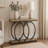 Industrial Console Table 55" - Narrow Long Entryway Sofa Table with Geometric Metal Frame & Vintage Wood Top-162861149