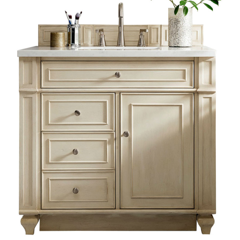 Bristol 36'' W Single Vanity, Saddle Brown, White Zeus, 8" Widespread