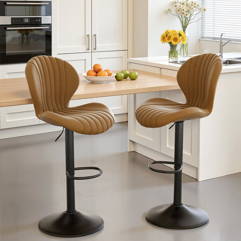 Ensemble de 2 tabourets de bar pivotants, tabourets de bar à hauteur de comptoir avec dossier haut, assemblage facile en 3 à 5 minutes pour le bar, la cuisine et la salle à manger