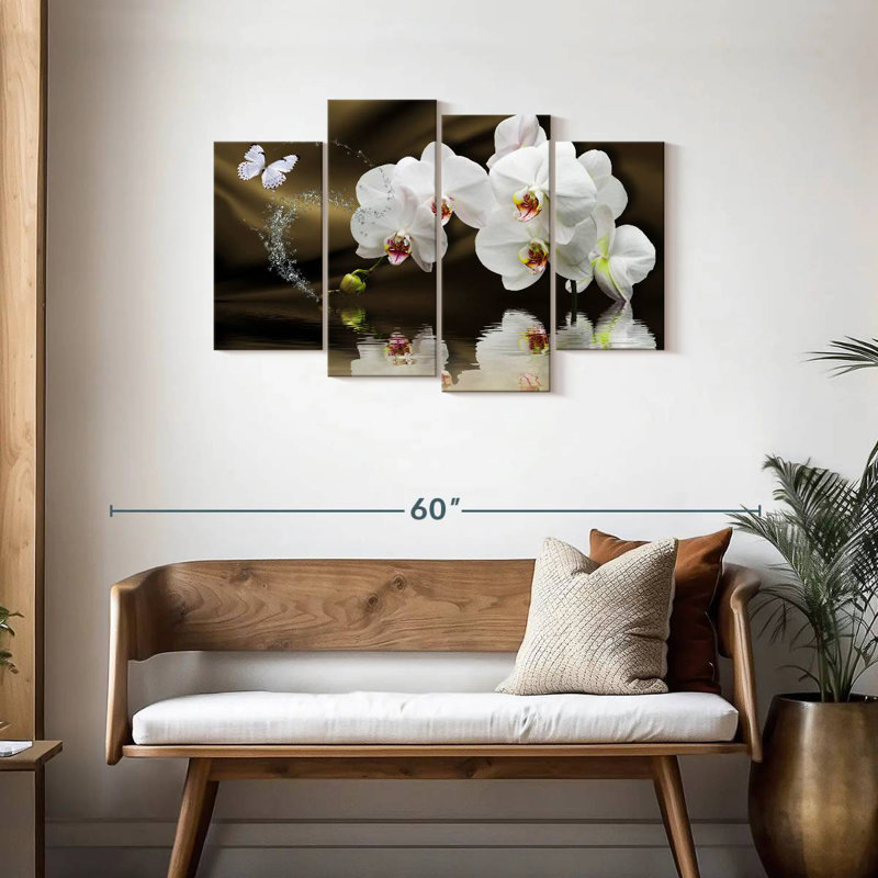 Harnek White Orchids And Butterfly